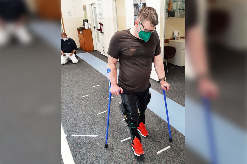 Der erste Testlauf mit dem Orthesensystem „C-Brace“.